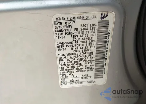 2017 Infiniti Qx70 z USA, uszkodzony, nr VIN JN8CS1MU8HM142888